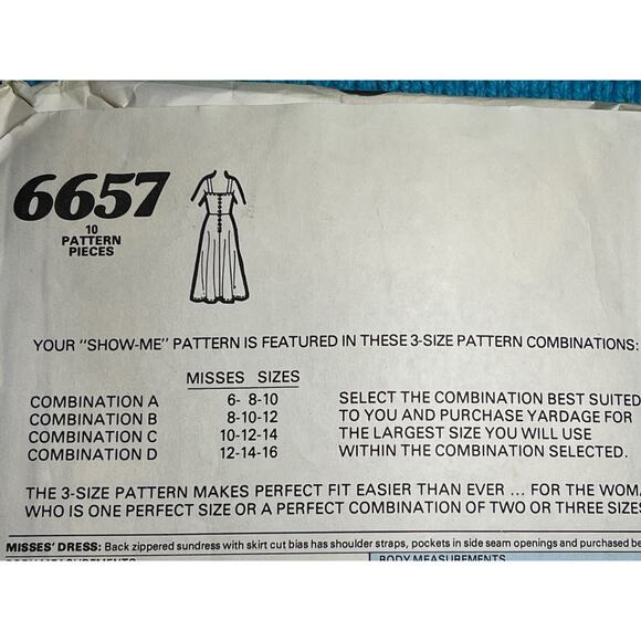 McCalls 6657 Sewing pattern apron dress fit and flare size 8 10 12 - Picture 5 of 7